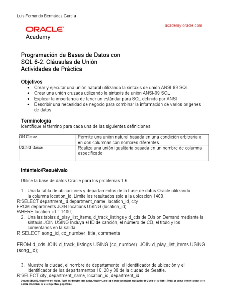 DP 6 2 Practice Esp | PDF | SQL | Software de gestión de datos