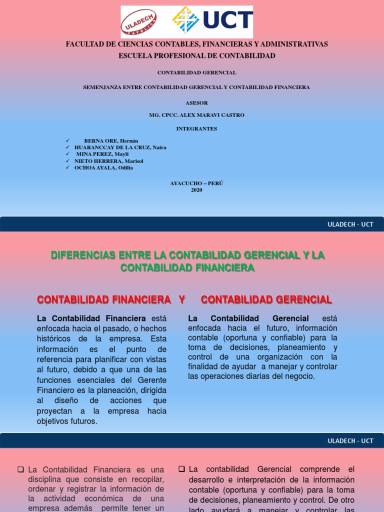 Diferencias entre Contabilidad Gerencial y Financiera | PDF ...