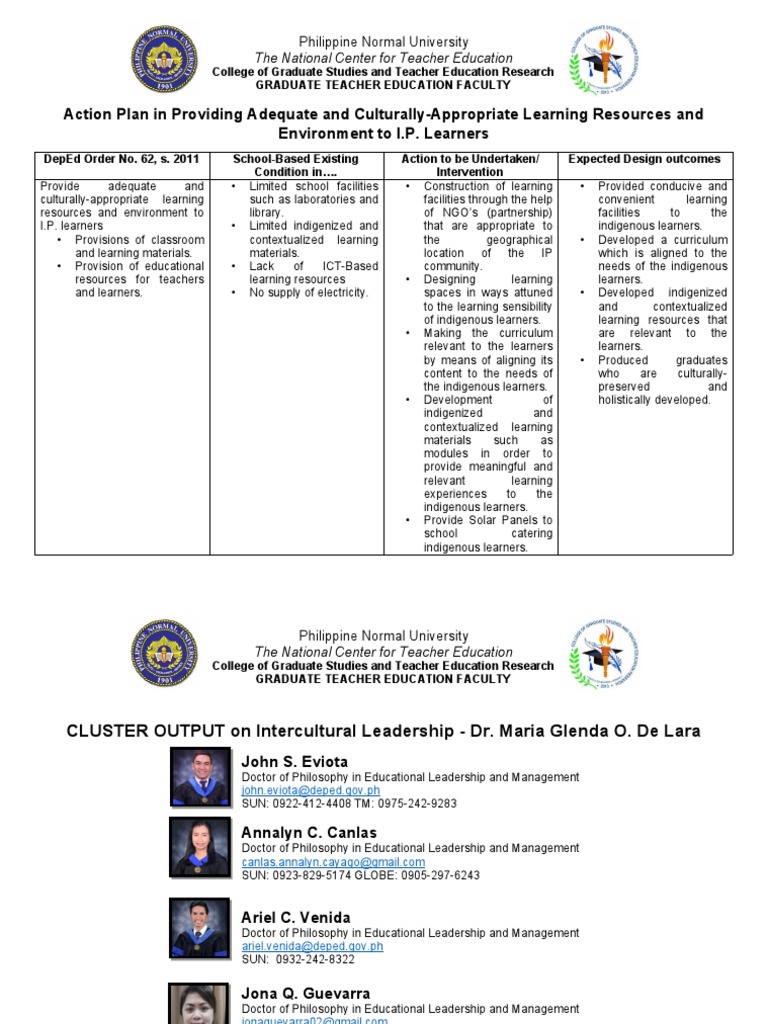 Action Plan for I.P. Learners' Education | PDF | Teacher Education ...