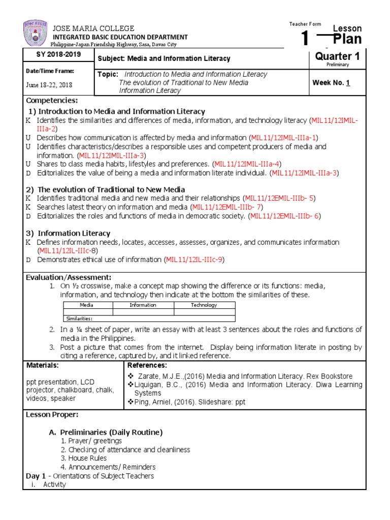 Media and Information Literacy Overview | PDF | Information Literacy ...