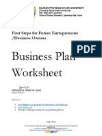 As PDF - Business Plan Worksheet