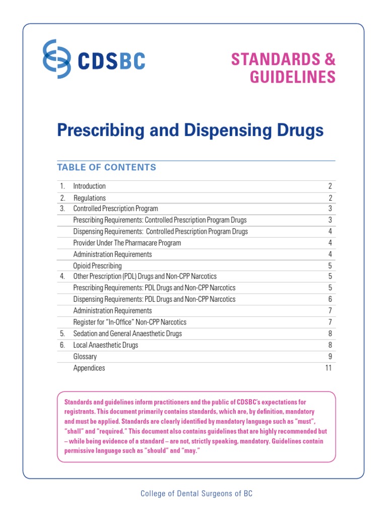 BC Narcotics Prescription Standards | PDF | Medical Prescription ...