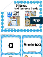 Sight Word Sentence Cards: 24 Bonus