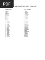 Spelling Bee Competition 2020 Word List