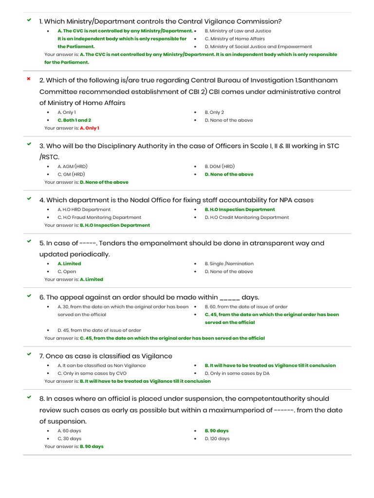 Vigilance Awareness - Exam4 PDF | PDF | Criminal Procedure In South ...
