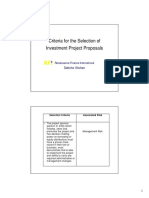 Criteria For The Selection of Investment Project Proposals: Deltcho Vitchev