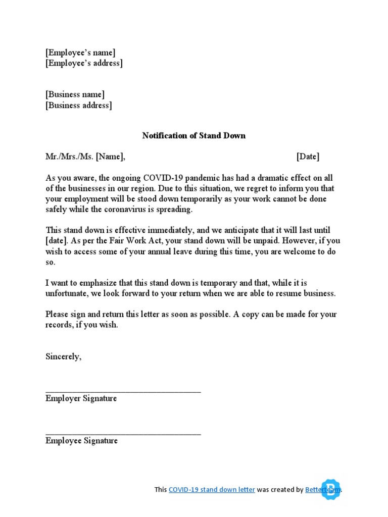 Stand Down Letter Due To Covid 19 20200325 2 PDF