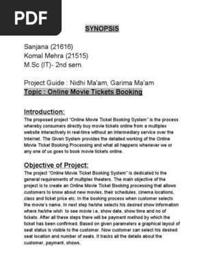 synopsis on ( online movie tickets booking)