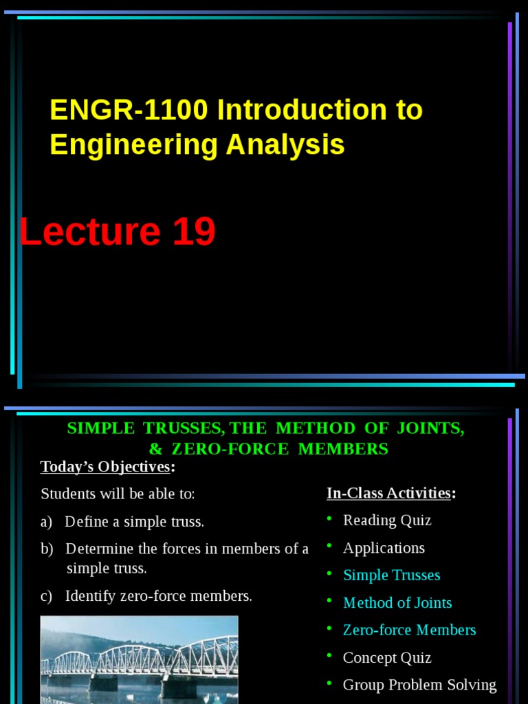 Lecture19 PDF | PDF | Truss | Mechanical Engineering