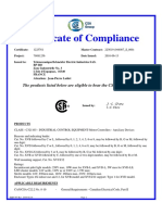 Certificate of Compliance: The Products Listed Below Are Eligible To Bear The CSA Mark Shown