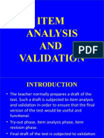 Item Analysis AND Validation