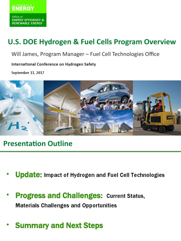 U.S. DOE Hydrogen & Fuel Cells Program Overview Will James, Program Manager Fuel Cell