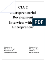 Cia 2 Entrepreneurial Development Interview With An Entrepreneur