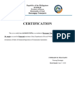 Certification: Barangay Tenejero