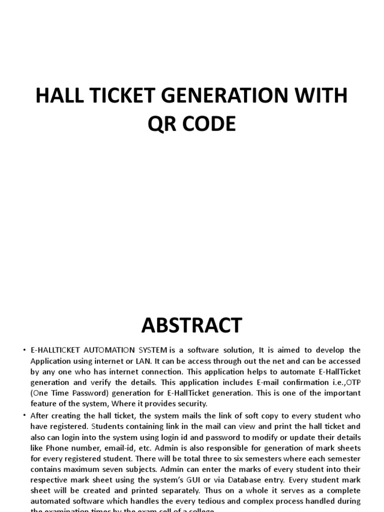 E-Hall Ticket Generation System with QR Code | PDF | Cyberspace ...