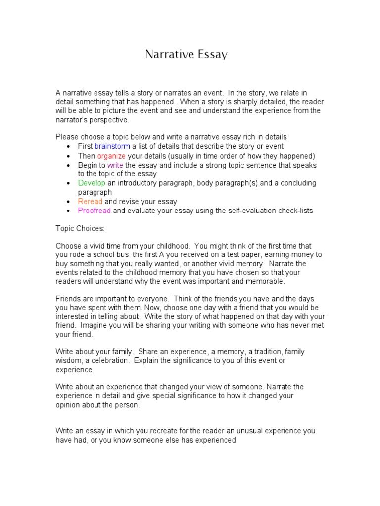 Narrative Essay Sample  PDF  Essays  Narrative
