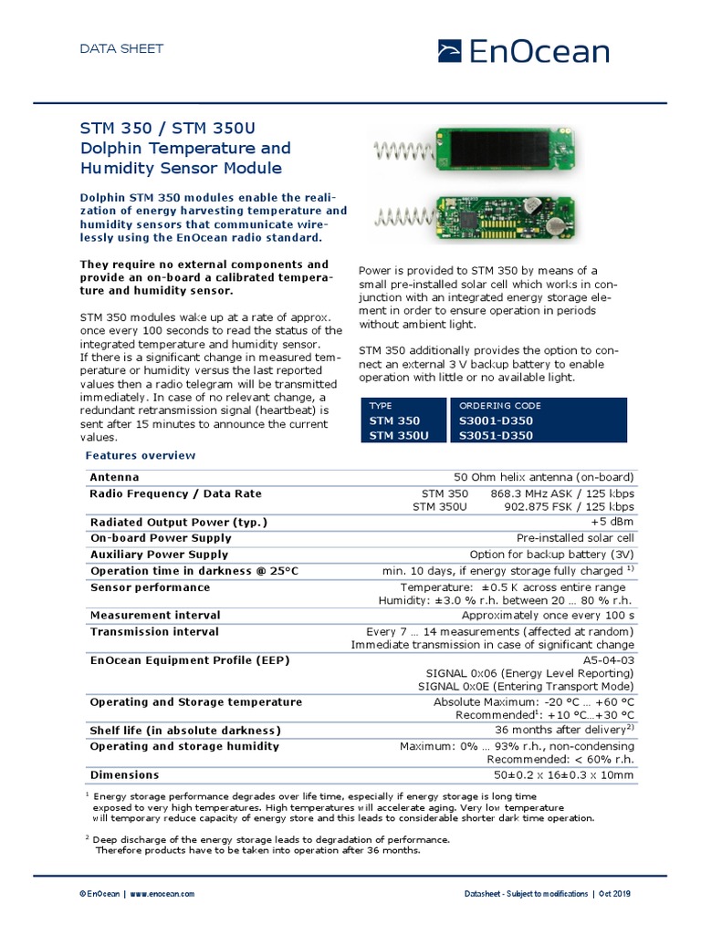 STM 350 / STM 350U Dolphin Temperature and Humidity Sensor Module | PDF ...
