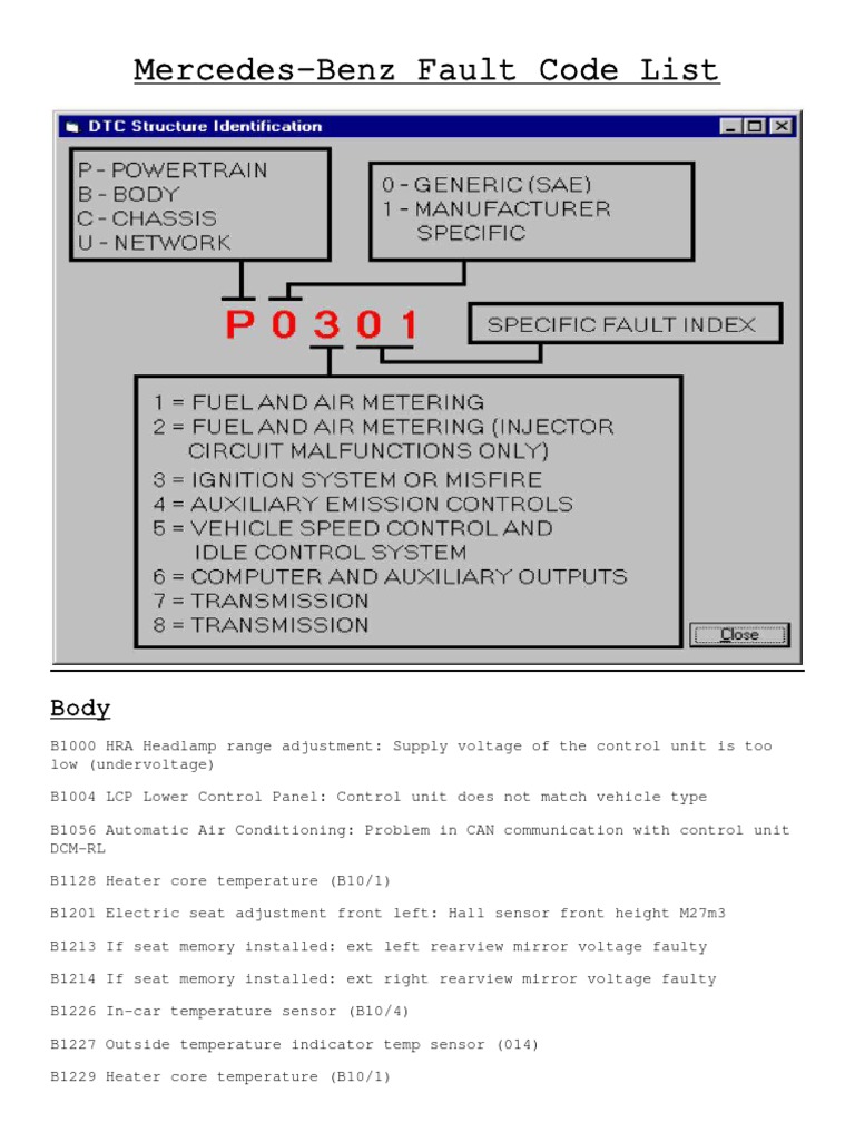 Mercedes Sprinter DTC Fault Codes PDF | PDF | Fuel Injection | Ignition ...