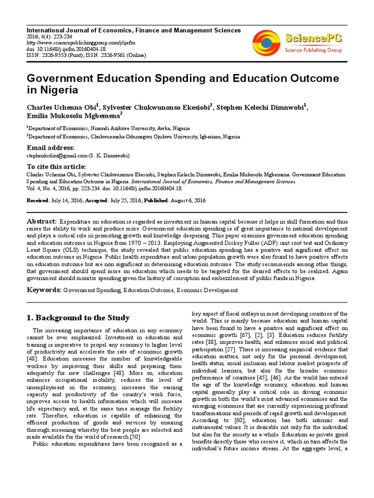 Nigeria's Education Spending Impact | PDF | Human Capital | Economic Growth
