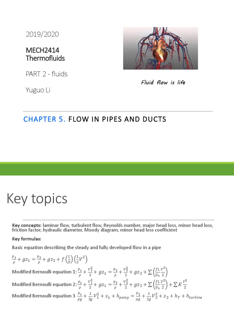 Ch05 Pipe Flows PDF | PDF | Fluid Dynamics | Reynolds Number