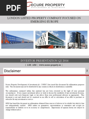 London Listed Property Company Focused On Emerging Europe Investor Presentation Q2 16 Yield Finance Investing