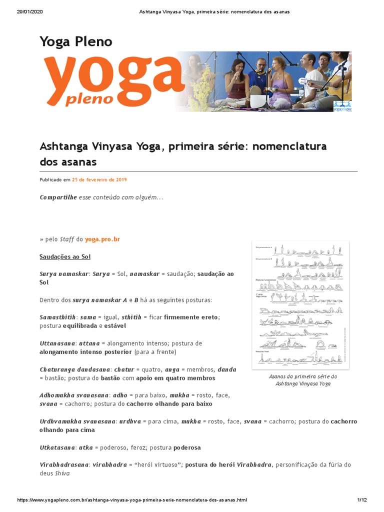Ashtanga Vinyasa Yoga, Primeira Série - Nomenclatura Dos Asanas | PDF |  Ashtanga Vinyasa Yoga | Asana, image size:768x1024