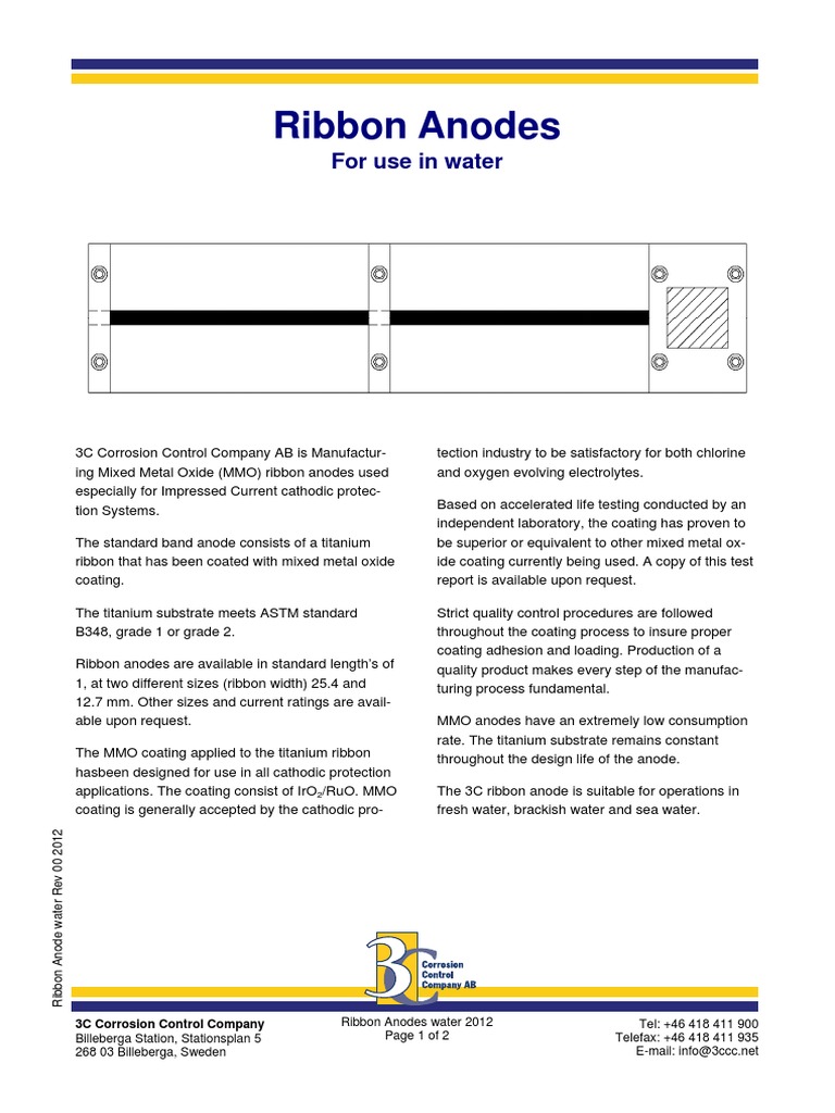 Ribbon Anodes Water 00 | PDF | Anode | Titanium
