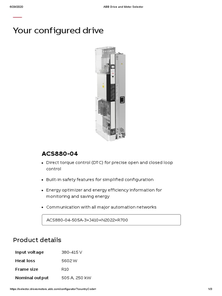 ABB Drive and Motor Selector ACS880-04 Module PDF | PDF | Electric ...