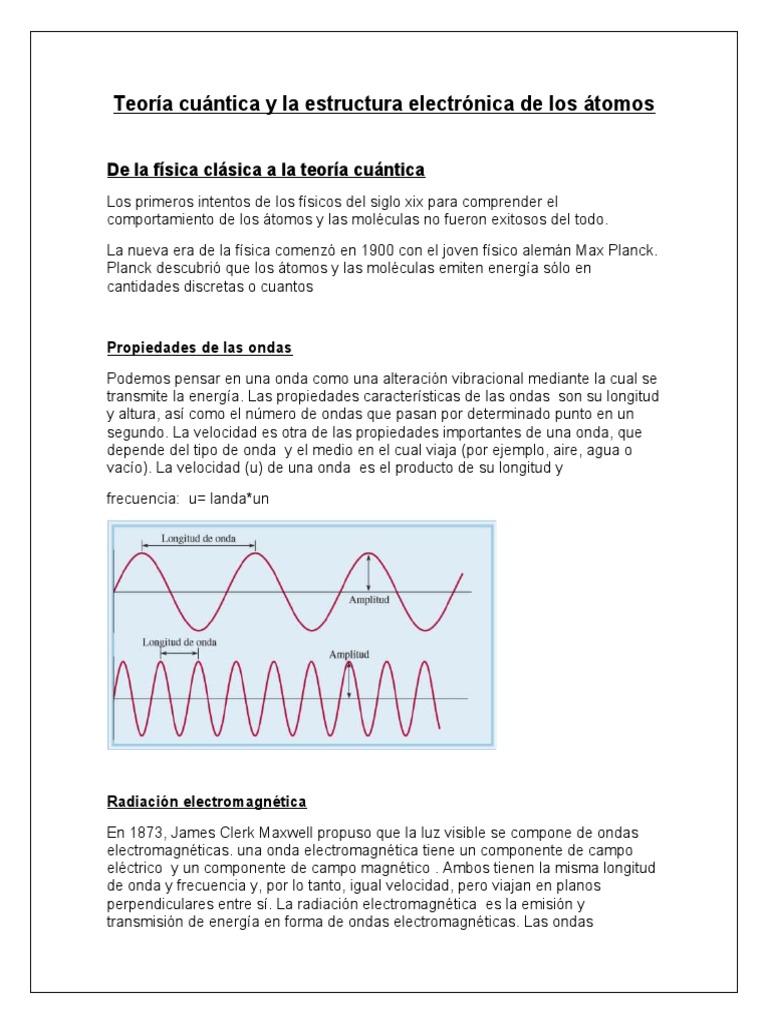Teoría Cuántica y La Estructura Electrónica de Los Átomos | PDF ...