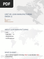 Unit 49: Lean Manufacturing (WEEK 1) : by Daw Zin Mar Oo Assessor Mechanical Department