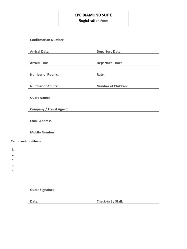 Printable Hotel Registration Form | PDF
