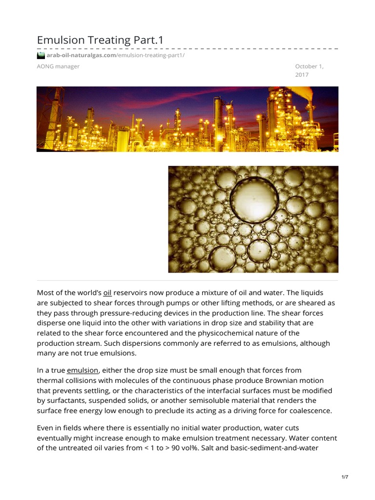 Emulsion Treating Part1 | PDF | Emulsion | Petroleum
