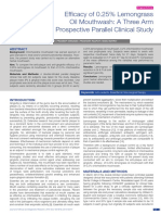 Efficacy of 0.25% Lemongrass Oil Mouthwash: A Three Arm Prospective Parallel Clinical Study