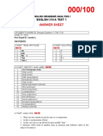 Answer Sheet: English 210-A Test 1