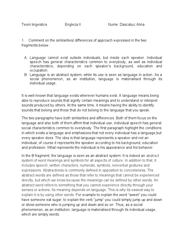Linguistic Theories: Individual vs. Abstract | PDF | Linguistics ...