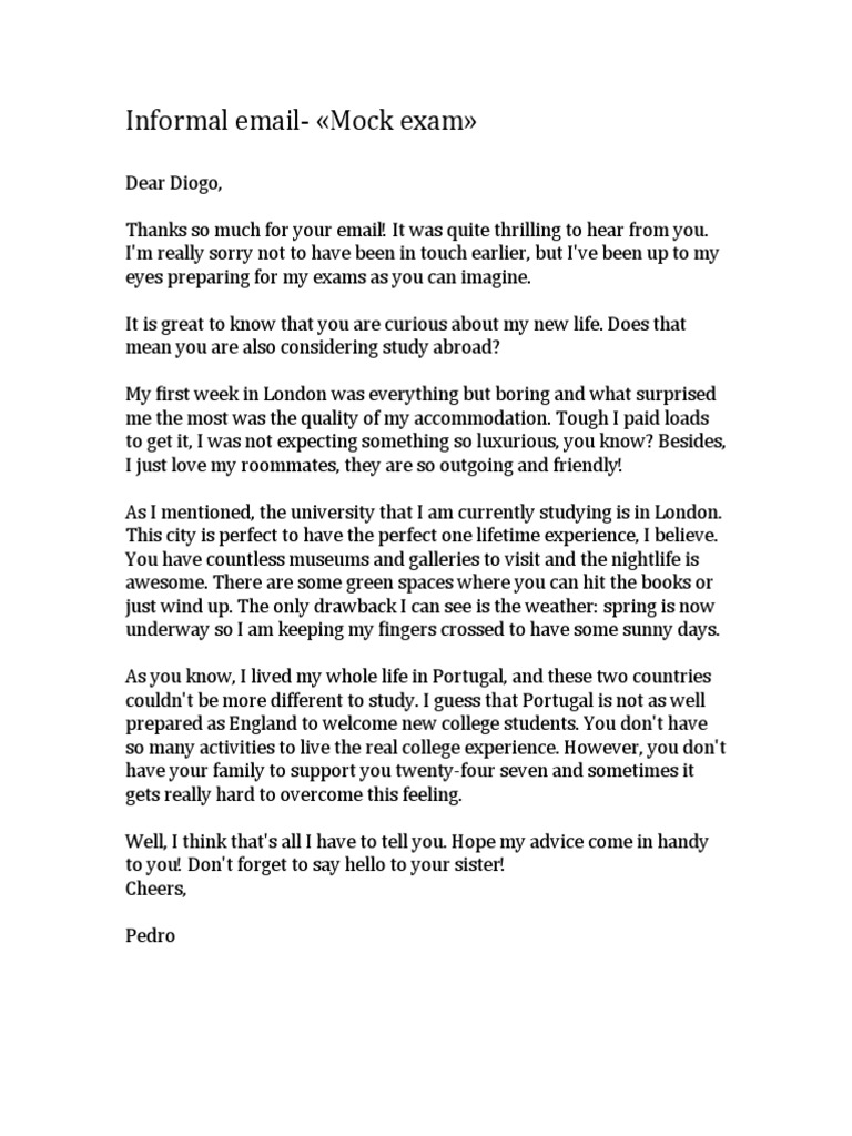 Informal Email | PDF | Language Arts & Discipline | Foreign Language ...