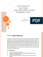 Lecture No 1 ECON-208 Computer Application: By: Mohsan Naqi