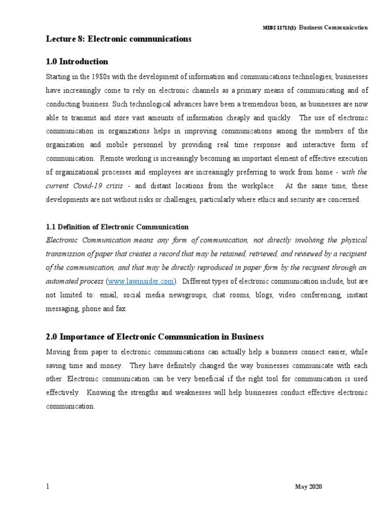 Lecture 8 Electronic Communications PDF Malware Artificial