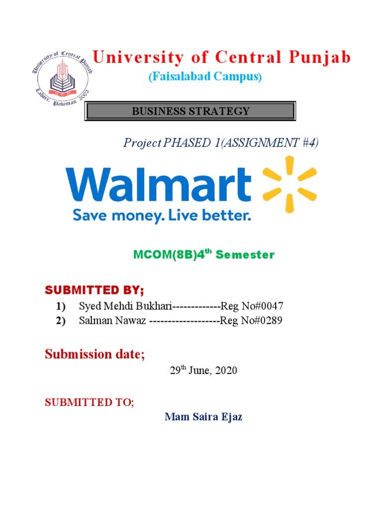Assignment 4 or Poject Phase 1 (Walmart by Mehdi & Salman) | PDF ...