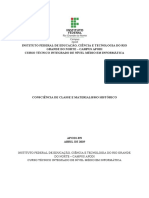 Sociologia do Trabalho - CONSCIÊNCIA DE CLASSE E MATERIALISMO HISTÓRICO