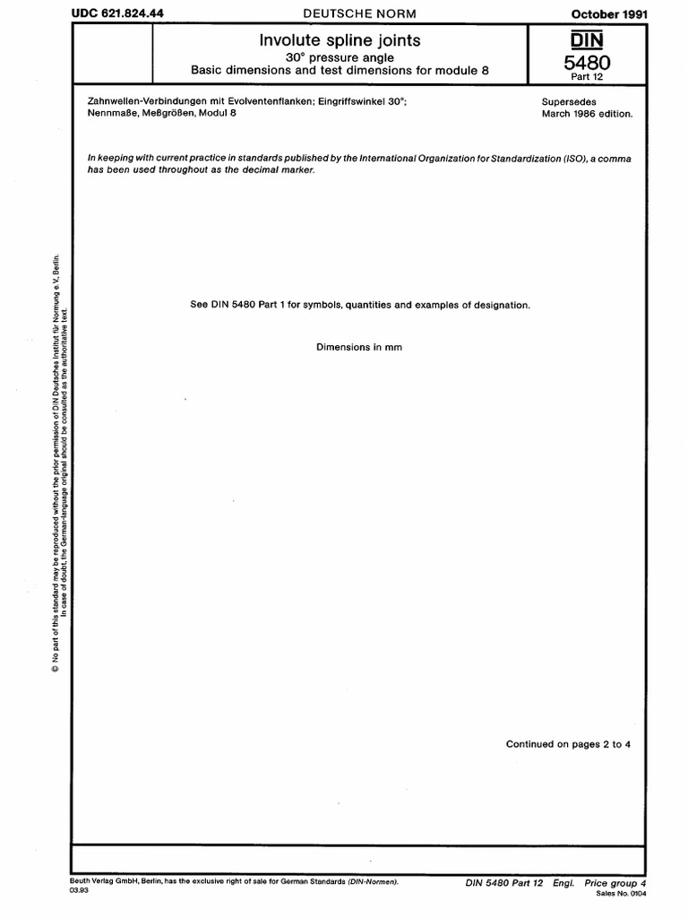 DIN 5480-12, Involute Spline Joints | PDF