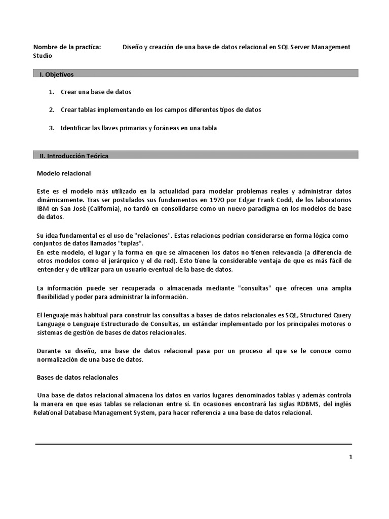 Diseño de Base de Datos Relacional SQL | PDF | Base de datos relacional ...