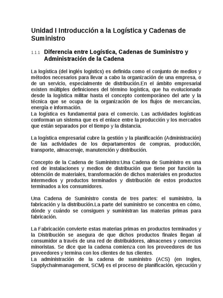 Logistica y Cadena de Suministro PDF | PDF | Logística | Distribución ...