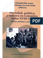 Capitulo de libro Sociedad, política y cultura en Colombia Siglos XVIII - XIX