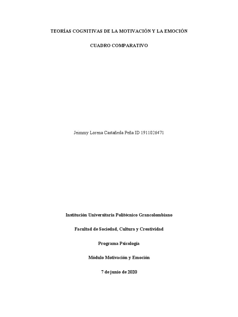 Teorías Cognitivas de La Motivación y La Emoción | PDF | Las emociones ...