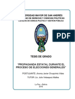 Universidad Mayor de San Andrés: Tesis de Grado "Propaganda Estatal Durante El Proceso de Elecciones Generales"