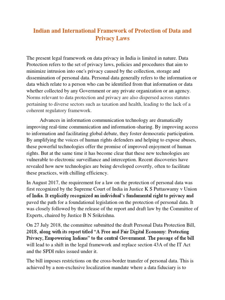 Data Privacy Framework in India | PDF | Privacy | Civil Rights And ...