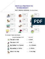 Personal Pronouns Worksheet:: (He, She, It, They)