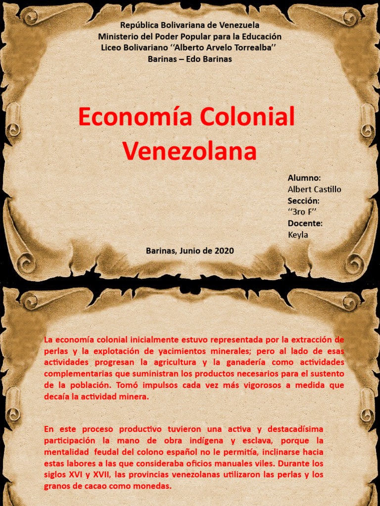 Economía Colonial en Venezuela | PDF | Agricultura | Venezuela