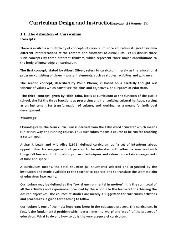 Curriculum Design Concepts and Types | PDF | Career & Growth
